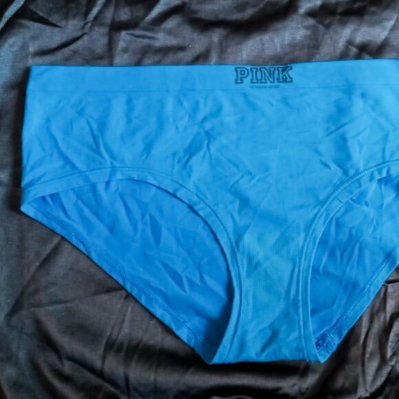 Vintage Cute RARE Victoria's Secret PINK Hipster Turquoise Blue WAKE UP Panties - Picture 4 of 7